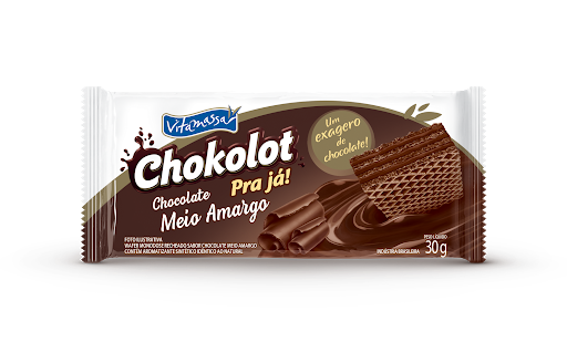 BISCOITO WAFER VITAMASSA CHOKOLOT CHOCOLATE MEIO AMARGO 30G