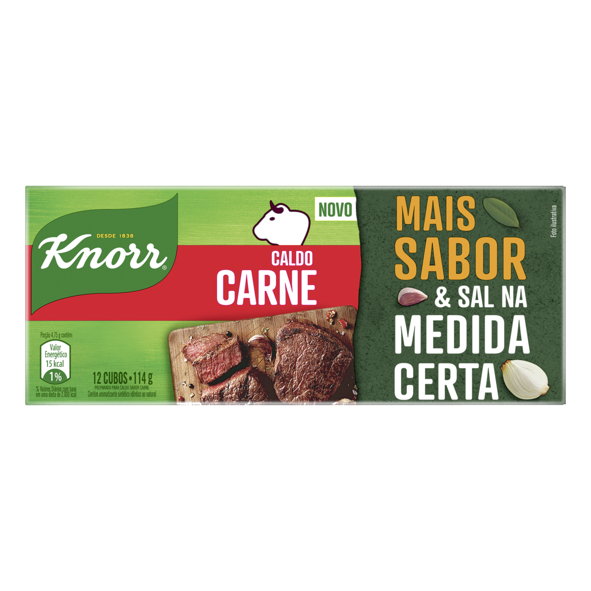 CALDO TABLETE CARNE KNORR MAIS SABOR CAIXA 114G 12 UNIDADES