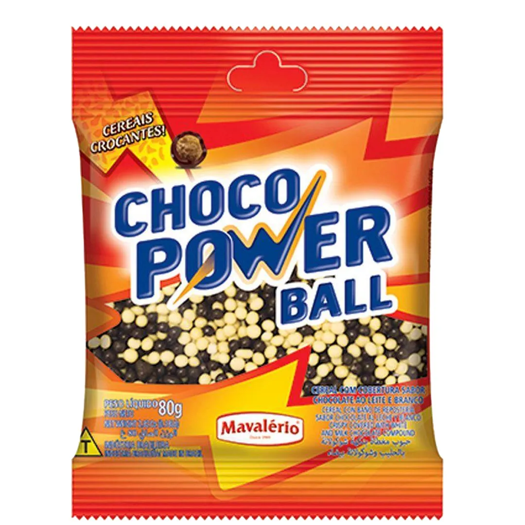 CHOCOPOWER BALL MINI MAVALERIO 80G AO LEITE E BRANCO