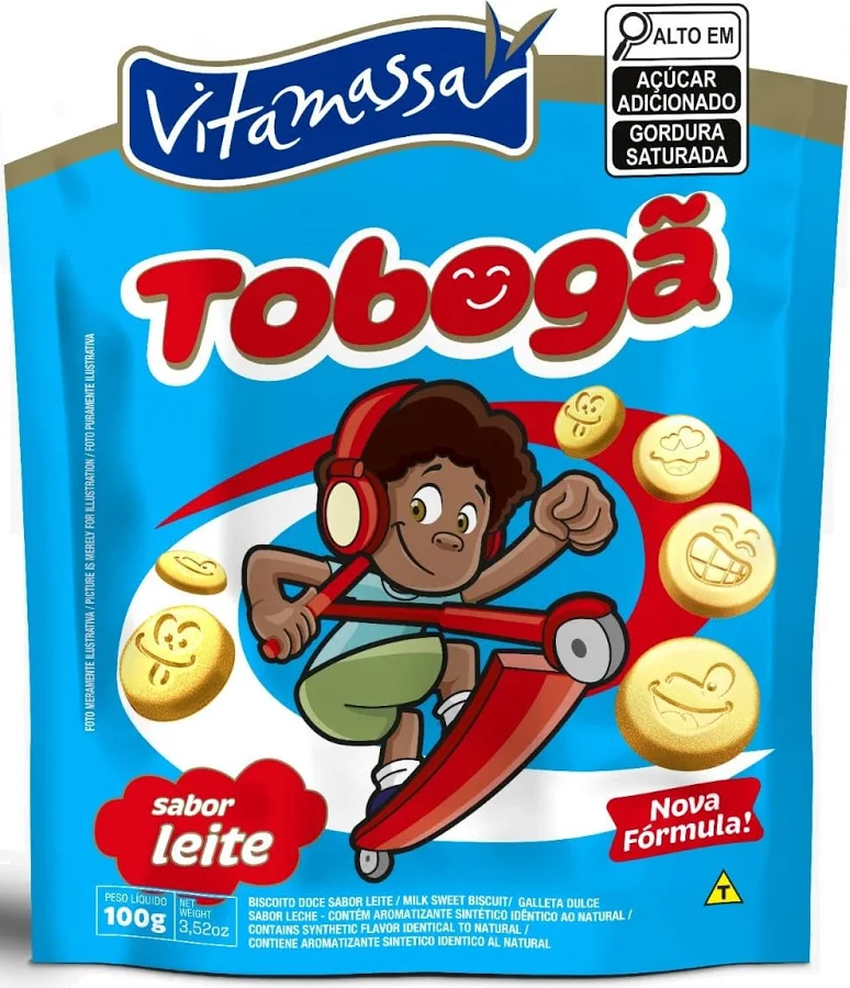 BISCOITO VITAMASSA TOBOGÃ AMANTEIGADO SABOR LEITE 120G