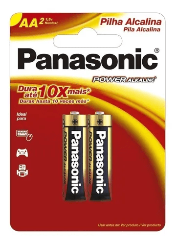 PILHA PANASONIC ALCALINA AA 2 UNIDADES