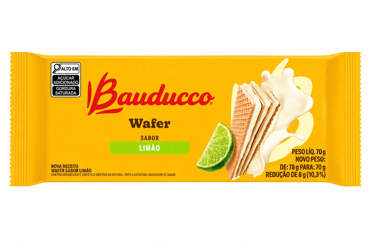 BISCOITO WAFER RECHEIO LIMÃO BAUDUCCO PACOTE 70G