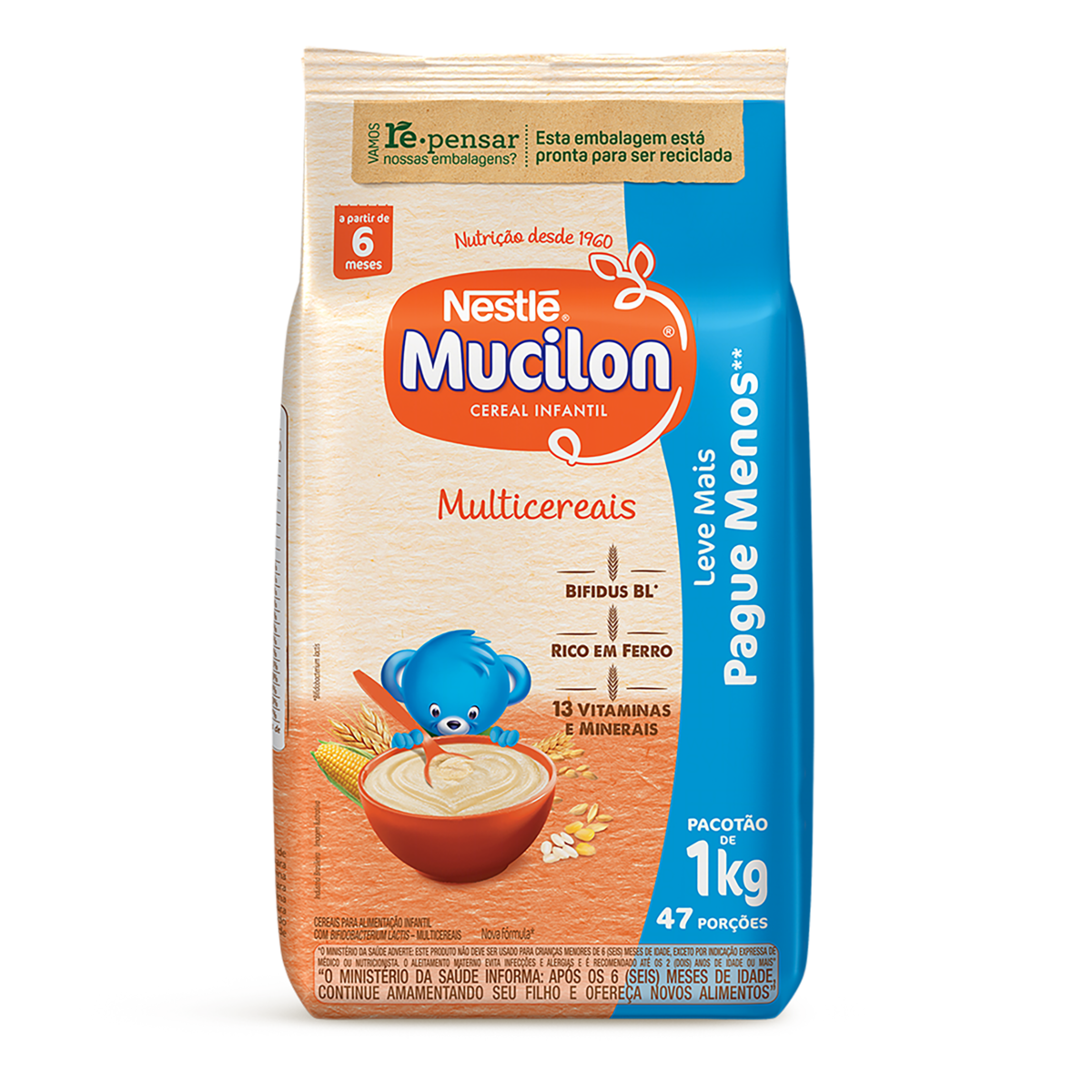 CEREAL INFANTIL MULTICEREAIS MUCILON PACOTE 1KG LEVE MAIS PAGUE MENOS