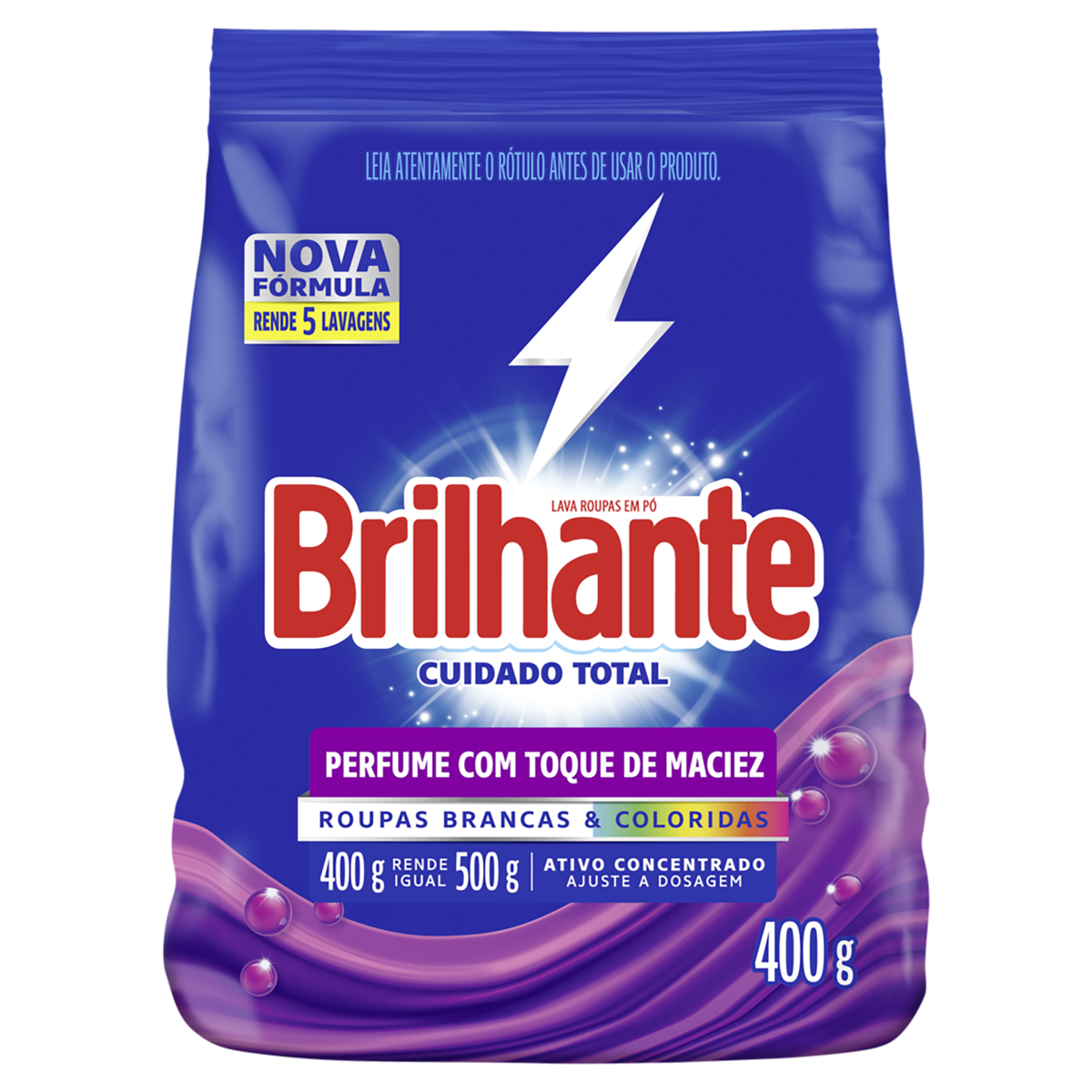 LAVA-ROUPAS PÓ ROUPAS BRANCAS E COLORIDAS BRILHANTE CUIDADO TOTAL PACOTE 400G