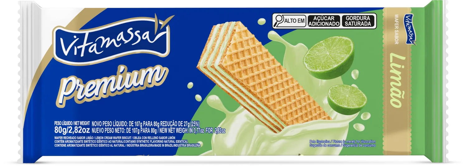 BISCOITO WAFER PREMIUM VITAMASSA 26G LIMÃO