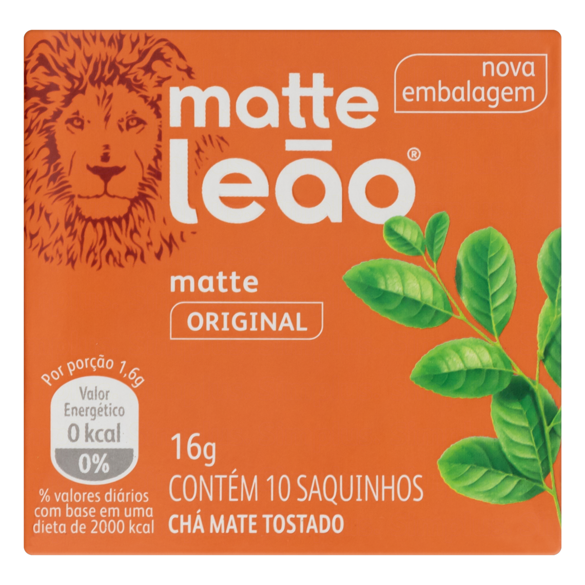 CHÁ MATE TOSTADO ORIGINAL MATTE LEÃO CAIXA 16G 10 UNIDADES
