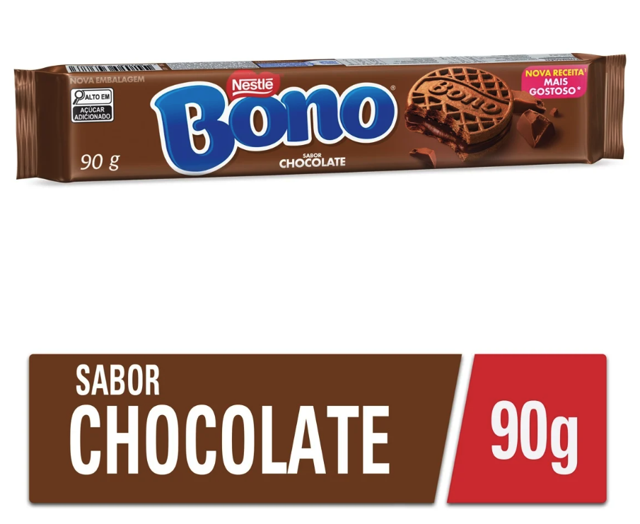 BISCOITO RECHEIO CHOCOLATE BONO PACOTE 90G
