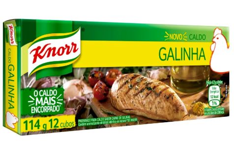 CALDO TABLETE GALINHA KNORR MAIS SABOR CAIXA 114G 12 UNIDADES