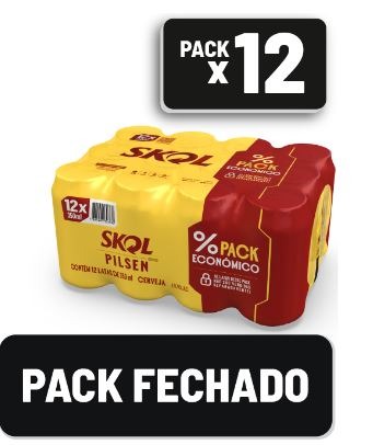 PACK CERVEJA PILSEN SKOL LATA 12 UNIDADES 350ML CADA 0