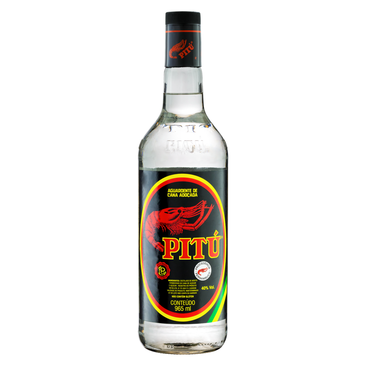 AGUARDENTE DE CANA ADOÇADA PITÚ GARRAFA 965ML