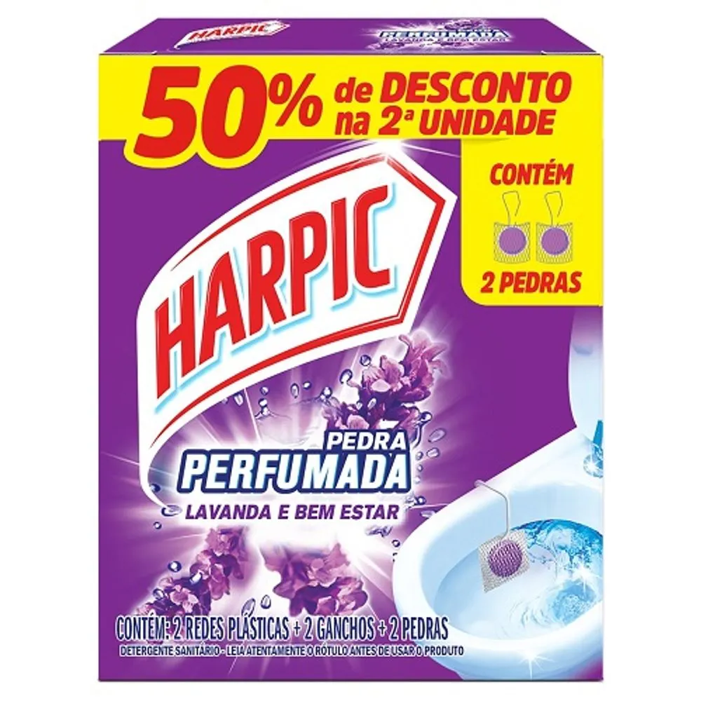 NEUTRALIZADOR DE ODORES PEDRA PERFUMADA LAVANDA HARPIC 2 UNIDADES GRÁTIS 50% DE DESCONTO NA 2ª UNIDADE