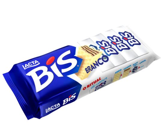 WAFER RECHEIO E COBERTURA CHOCOLATE BRANCO LACTA BIS PACOTE 100,8G