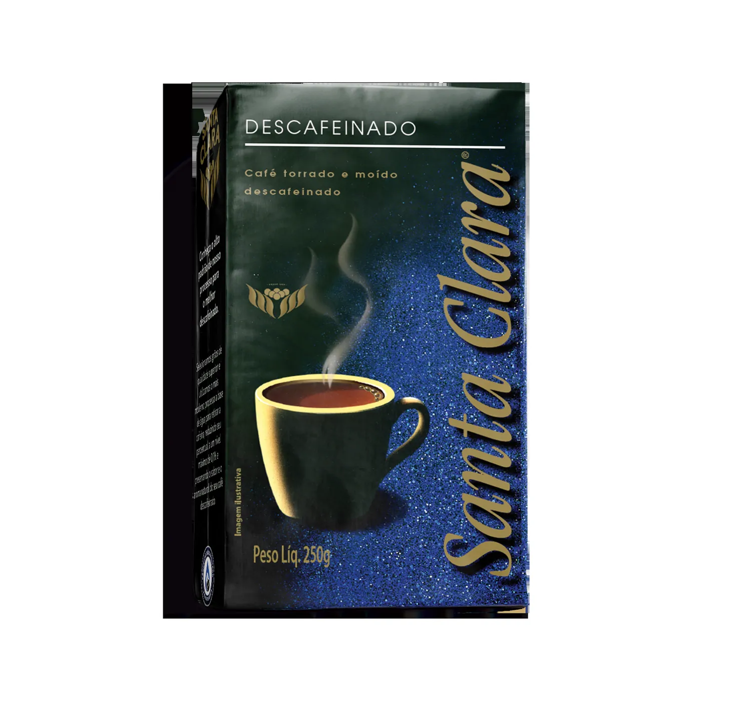 CAFÉ TORRADO E MOÍDO A VÁCUO DESCAFEINADO SANTA CLARA PACOTE 250G 0