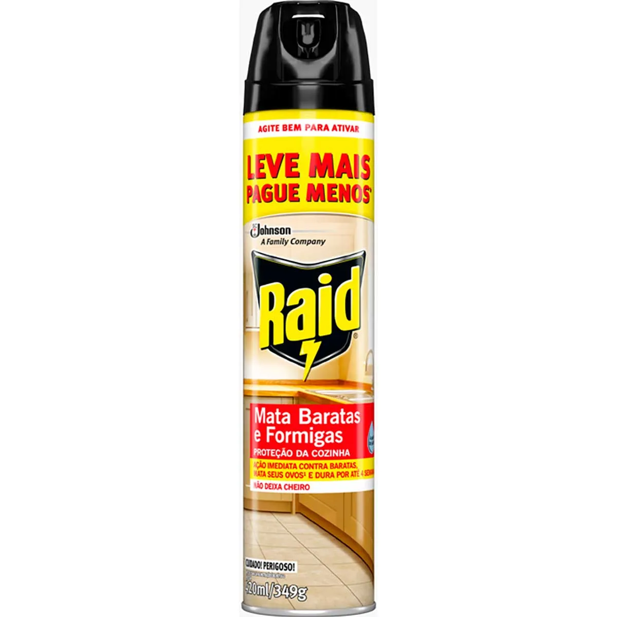 INSETICIDA AEROSSOL MATA BARATAS E FORMIGAS À BASE DE ÁGUA RAID FRASCO 420ML SPRAY LEVE MAIS PAGUE MENOS