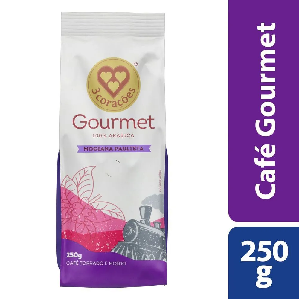 CAFÉ TORRADO E MOÍDO MOGIANA PAULISTA 3 CORAÇÕES GOURMET PACOTE 250G
