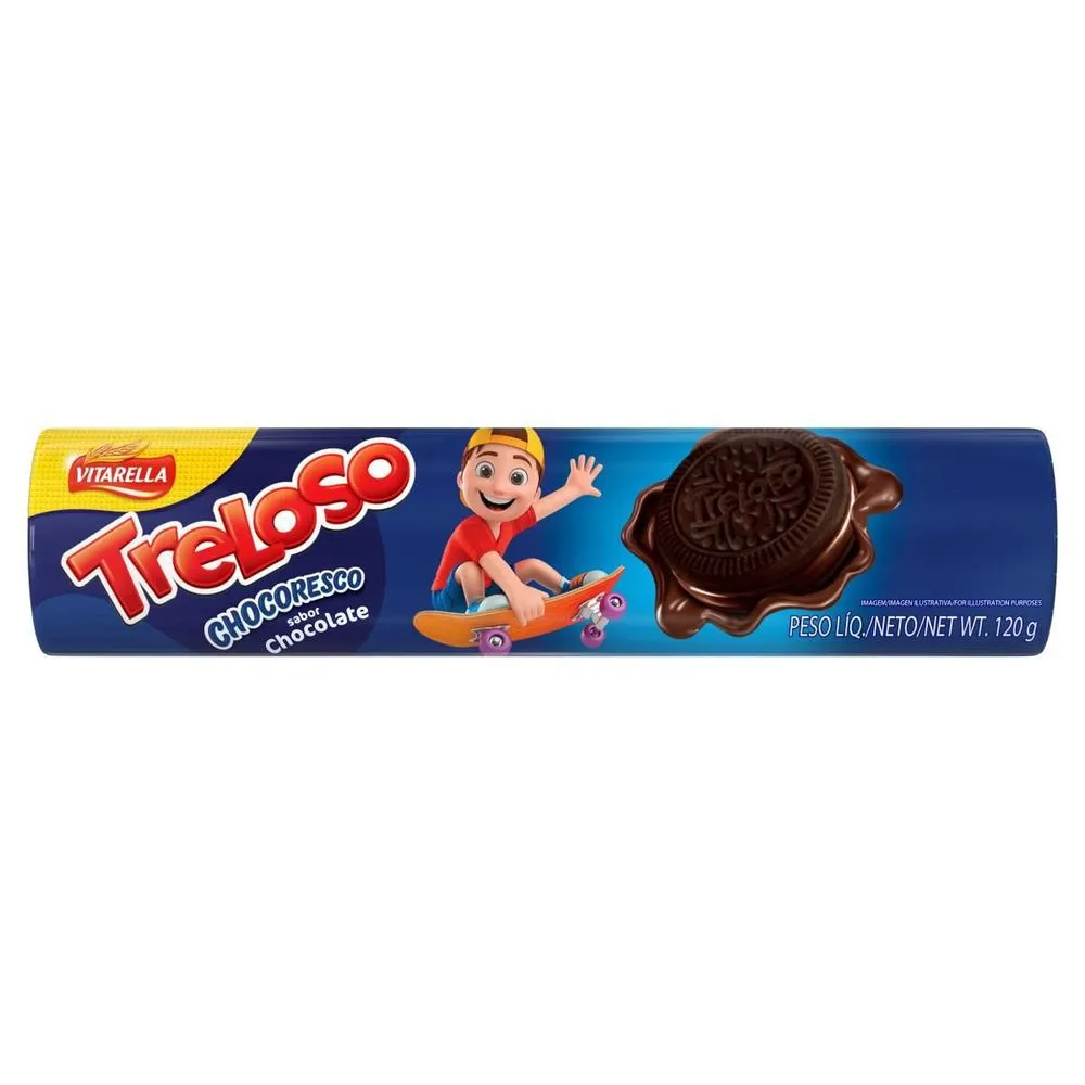 BISCOITO CHOCOLATE VITARELLA TRELOSO CHOCORESCO PACOTE 120G