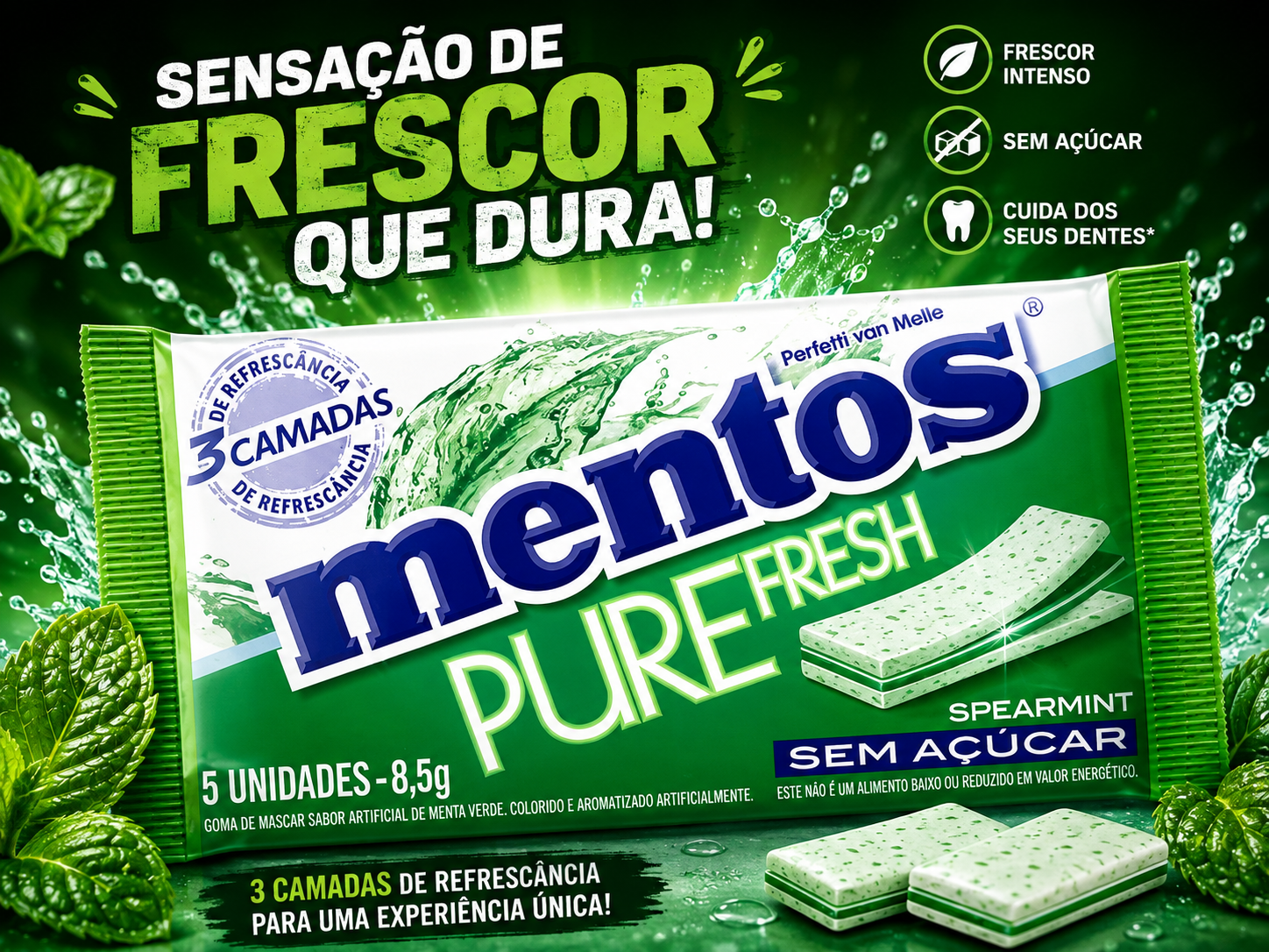 MENTOS PURE FRESH 3+ SPEARMINT 8,5 0