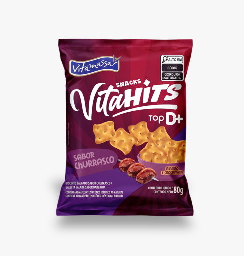 BISCOITO SNACKS VITAHITS CHURRASCO 80G VITAMASSA