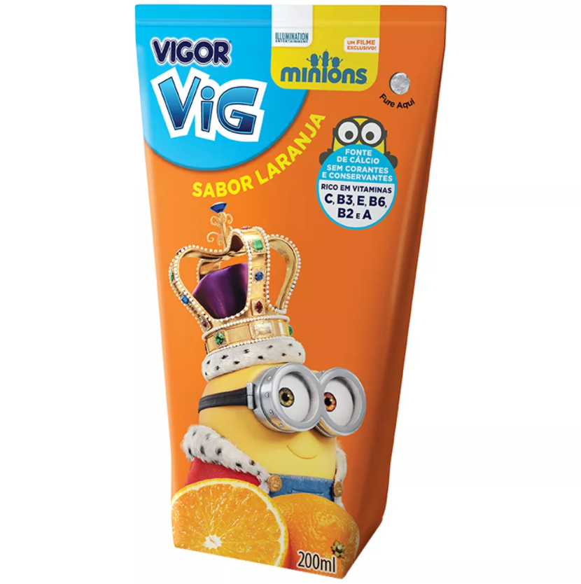 REFRESCO ADOÇADO LARANJA MINIONS VIGOR VIG CAIXA 200ML
