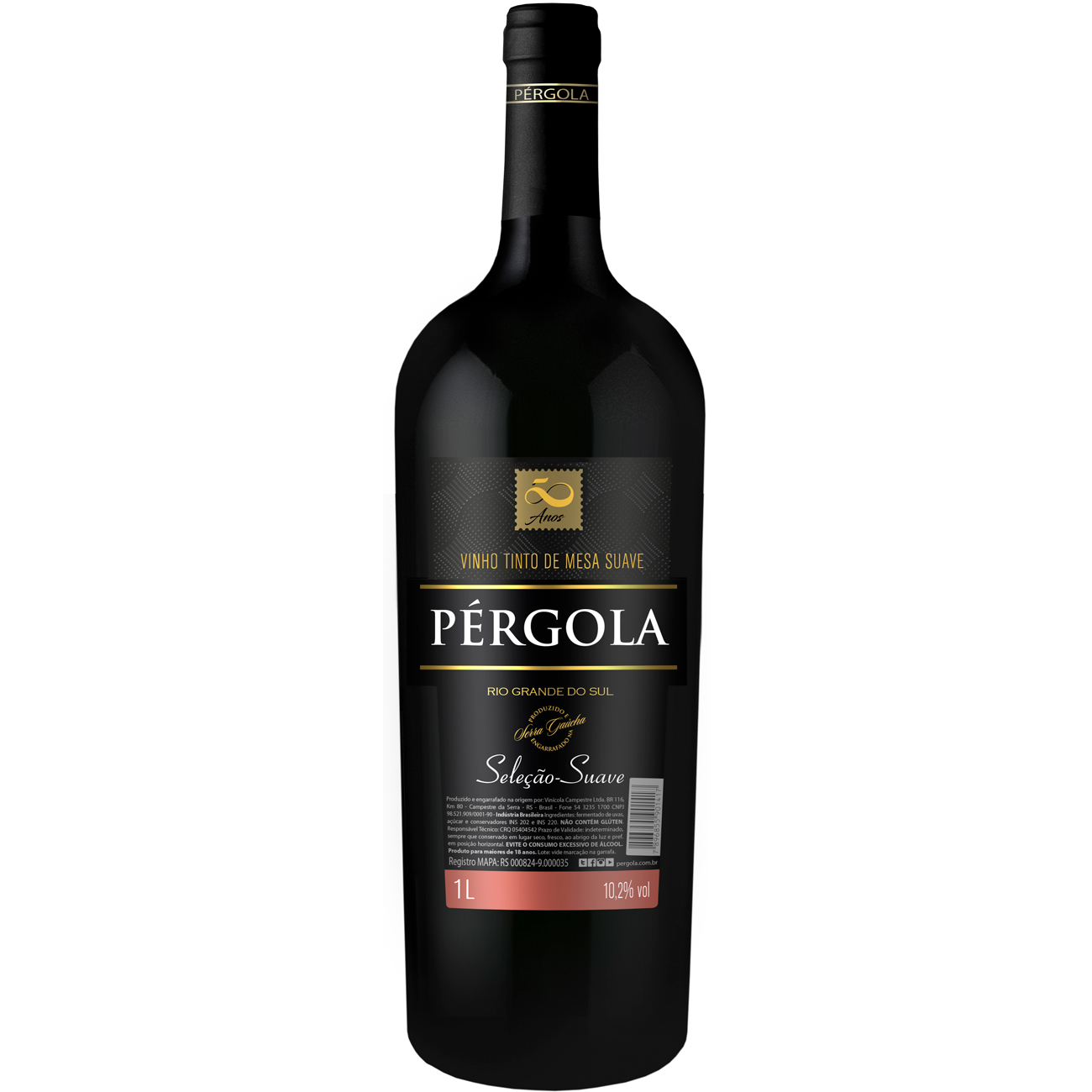 VINHO BRASILEIRO TINTO SUAVE SELEÇÃO PÉRGOLA SERRA GAÚCHA GARRAFA 1L