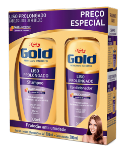 KIT SHAMPOO 300ML + CONDICIONADOR 200ML NIELY GOLD LISO PROLONGADO