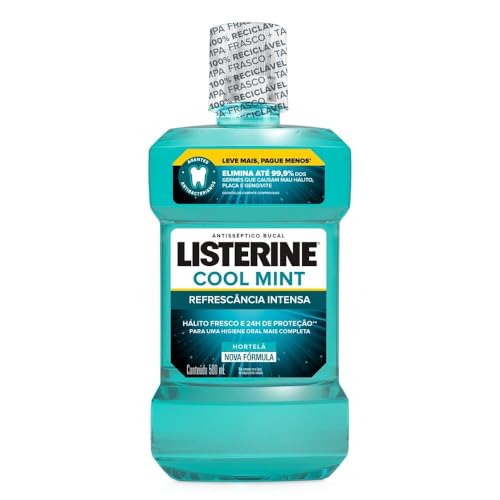 ENXAGUANTE BUCAL HORTELÃ LISTERINE COOL MINT FRASCO 500ML LEVE MAIS PAGUE MENOS