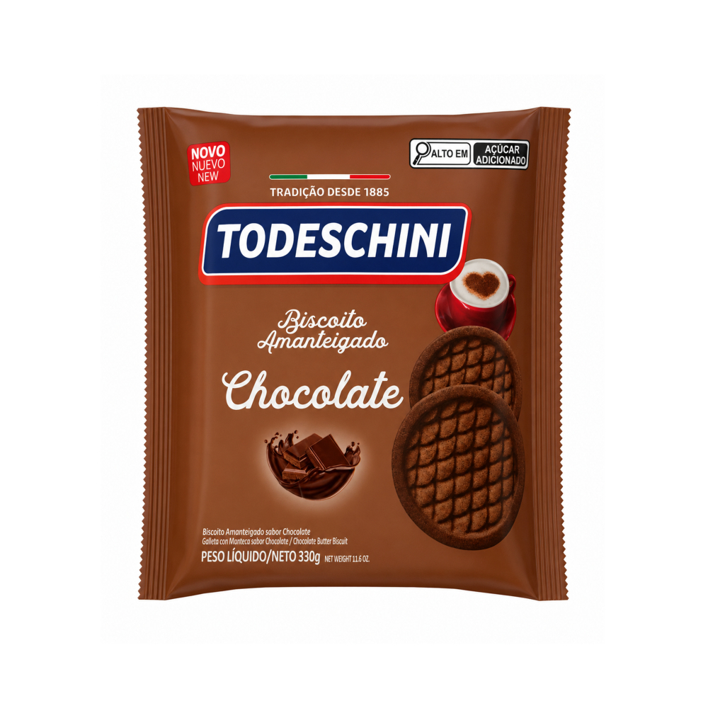 BISCOITO AMANTEIGADO TODESCHINI CHOCOLATE 330G