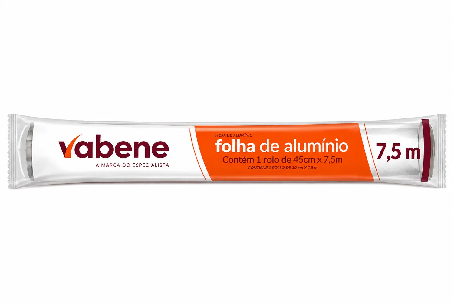 ROLO DE PAPEL ALUMÍNIO VABENE 7,5M X 45CM — imagem 1