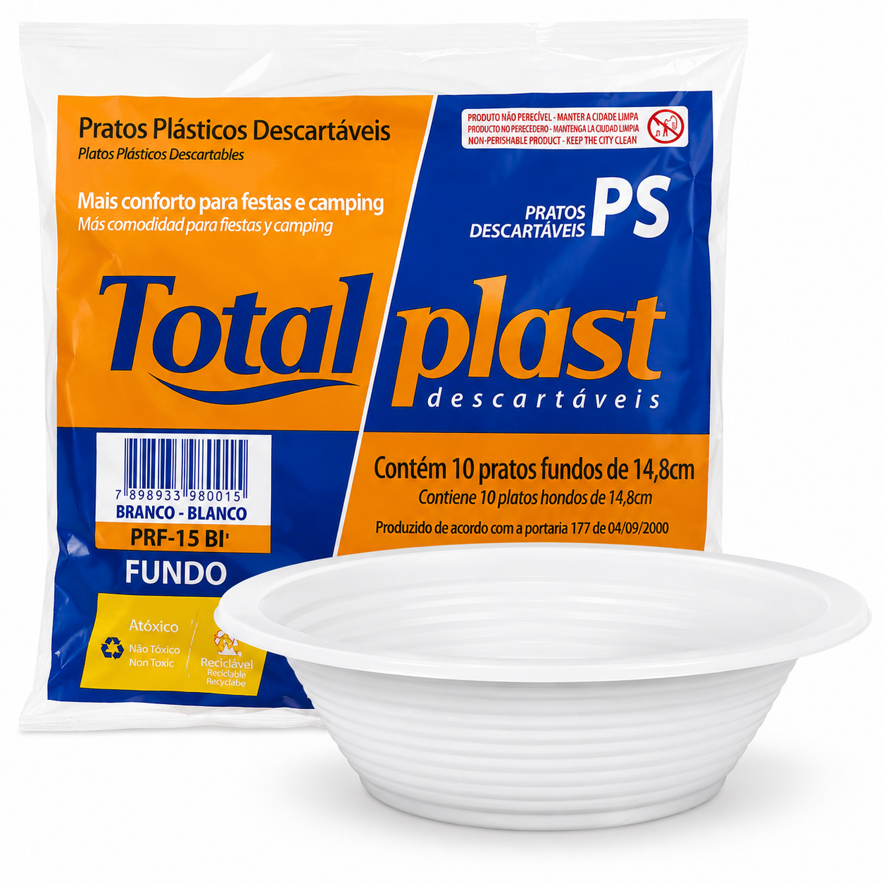 PRATO DESCARTÁVEL FUNDO TOTALPLAST COM 10 UNIDADES