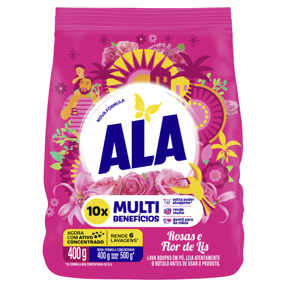 DETERGENTE PÓ ALA ROSAS E FLOR DE LIS 400G