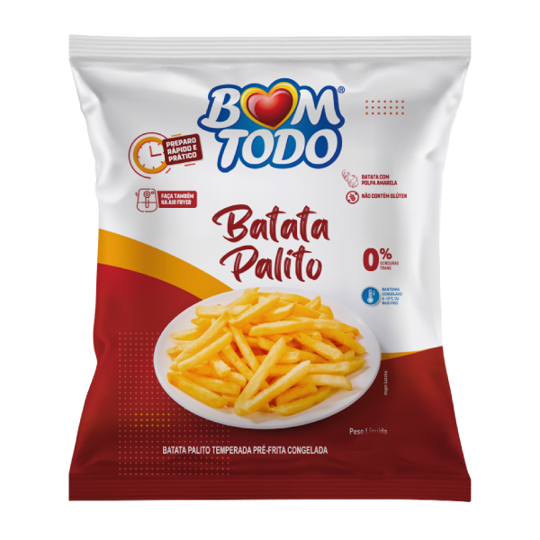 BATATA PALITO TEMPERADA PRE-FRITA CONGELADA BOM TODO 1KG