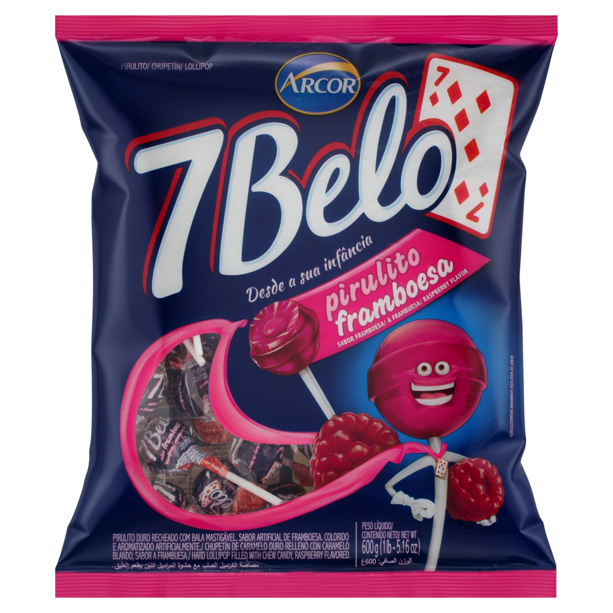 PIRULITO FRAMBOESA 7 BELO PACOTE 500G