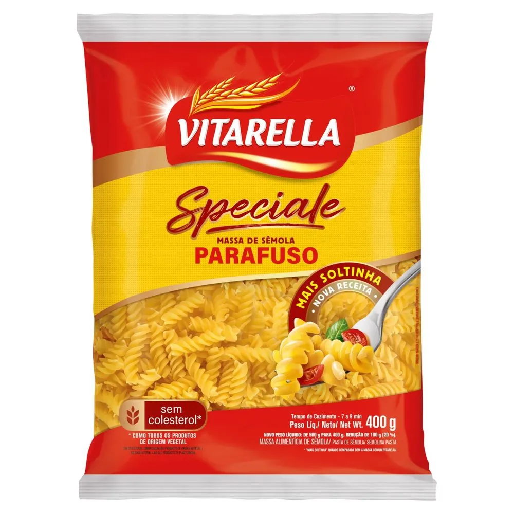 MACARRÃO DE SÊMOLA PARAFUSO VITARELLA SPECIALE PACOTE 400G