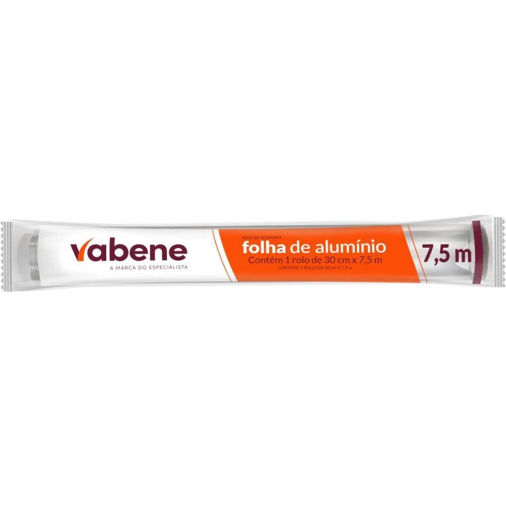 PAPEL ALUMÍNIO ROLO, VABENE, 30CM X 7,5M