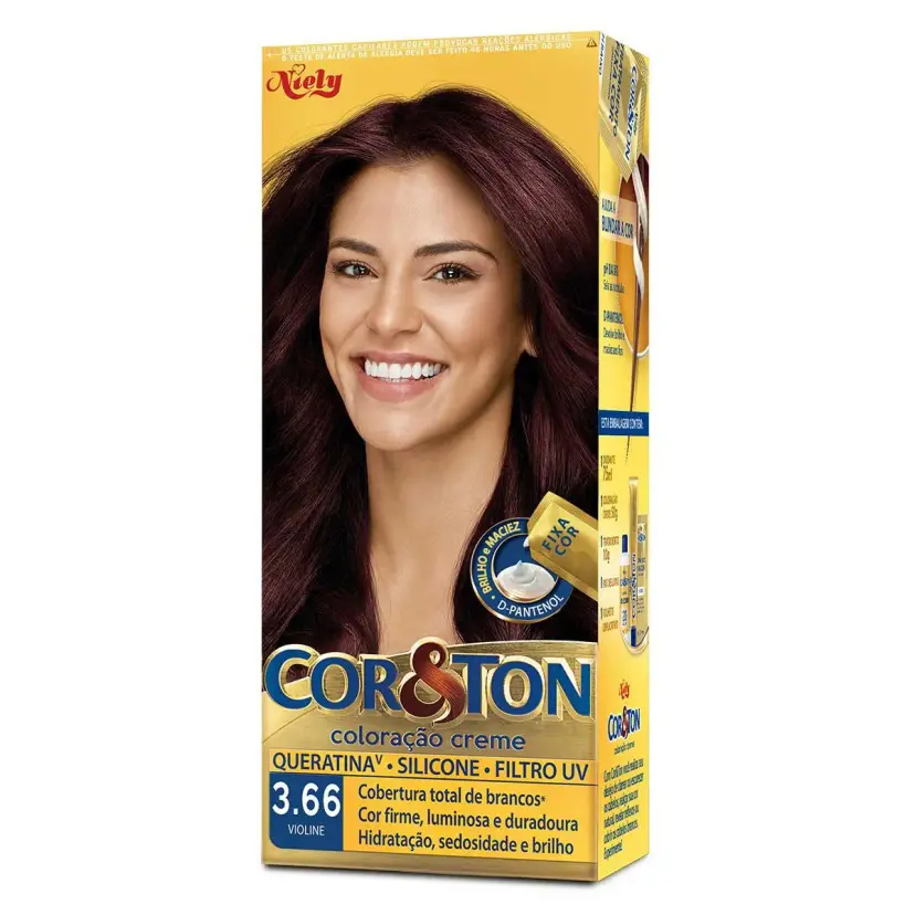 TINTA DE CABELO PERMANENTE COR&TON NIELY - 3.66 VIOLINE