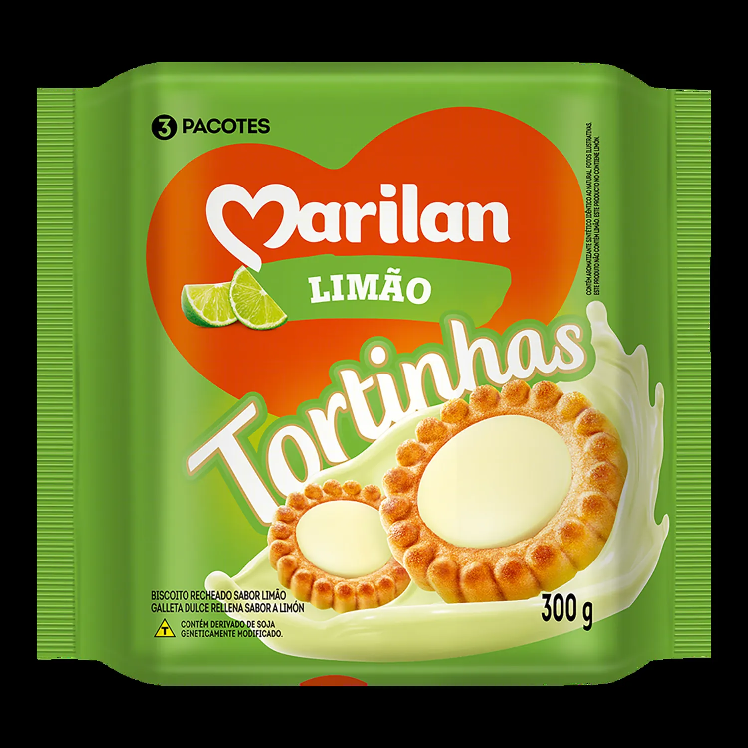 BISCOITO RECHEIO LIMÃO TORTINHAS MARILAN PACOTE 300G