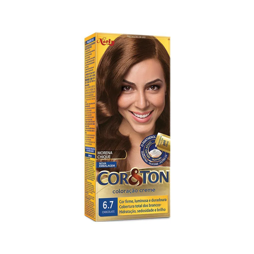 KIT COLORAÇÃO CREME COR 6.7 CHOCOLATE NIELY COR&TON