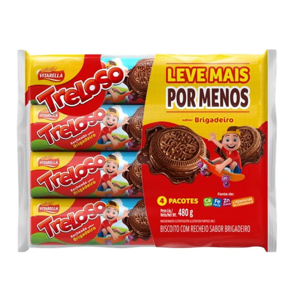 BISCOITO VITARELLA RECHEADO TRELOSO SABOR BRIGADEIRO 480G
