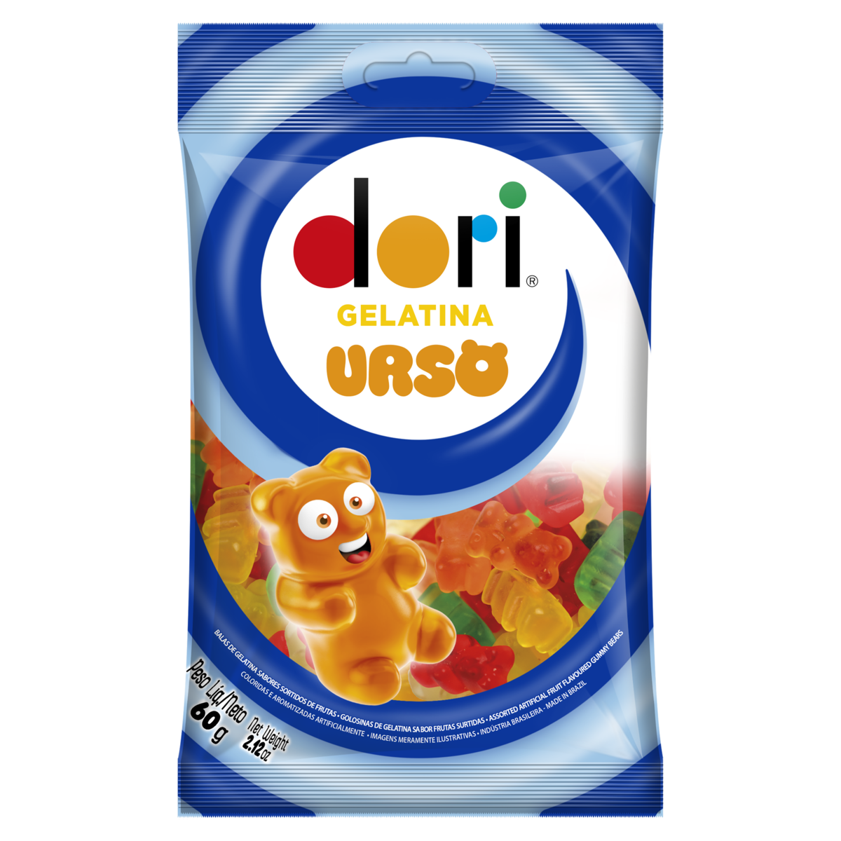 BALA DE GELATINA SORTIDOS DE FRUTAS URSO DORI PACOTE 60G 0