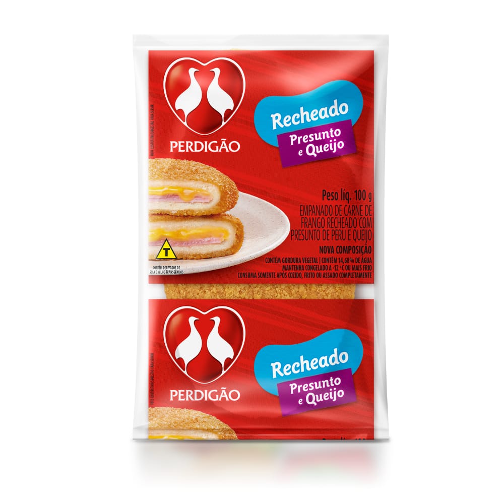 EMPANADO DE FRANGO RECHEIO PRESUNTO DE PERU E QUEIJO PERDIGÃO PACOTE 100G
