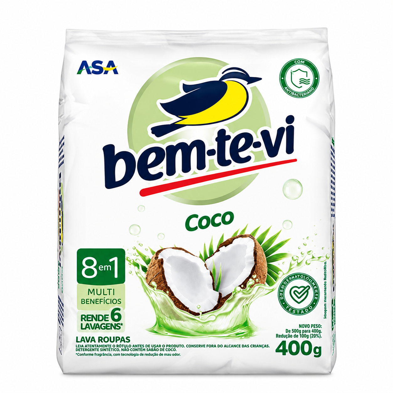 LAVA ROUPAS EM PÓ BEM-TE-VI COCO CUIDADO ESTENDIDO - 400G