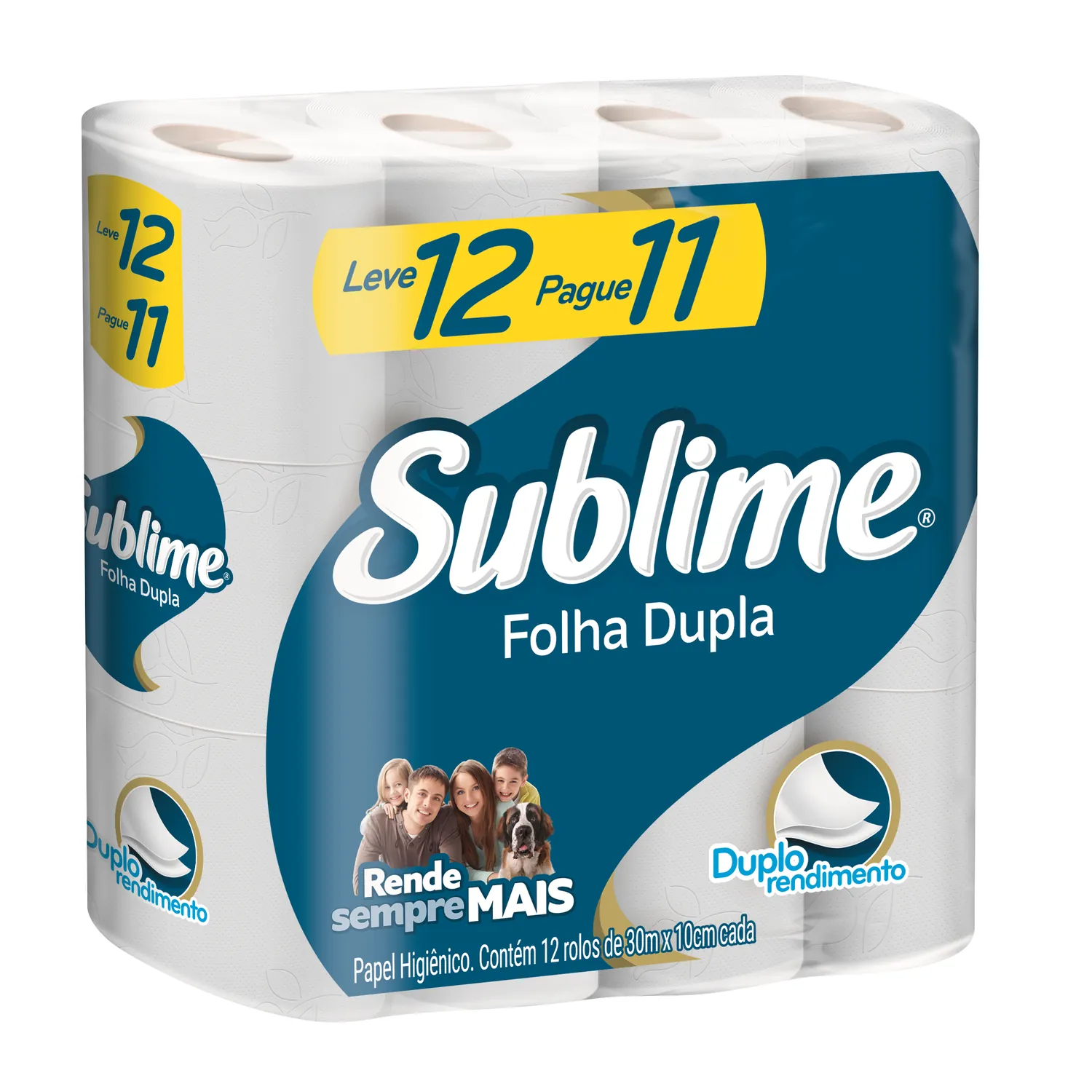 PAPEL HIGIENICO FOLHA DUPLA SUBLIME NEUTRO 30M L12P11 — imagem 1