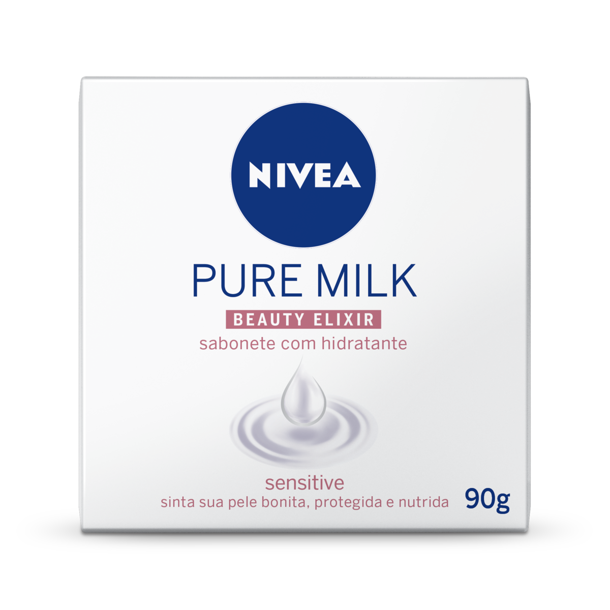 SABONETE BARRA HIDRATANTE NIVEA PURE MILK BEAUTY ELIXIR SENSITIVE CAIXA 90G