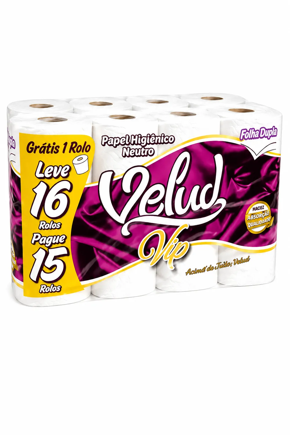 PAPEL HIGIÊNICO VELUDO FOLHA DUPLA 30M LEVE 16 PAGUE 15 UNIDADES — imagem 1