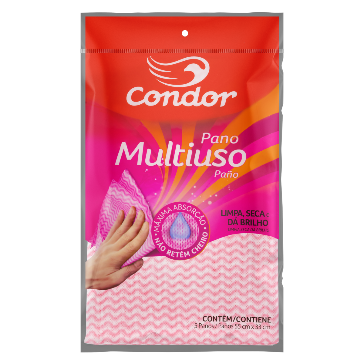 PANO MULTIUSO ROSA CONDOR ANTIBAC 5 UNIDADES 0