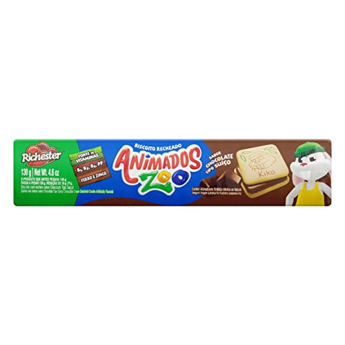 BISC RICH. ANIM. RECHEADO 130G QUADRADO CHOCOLATE(E)