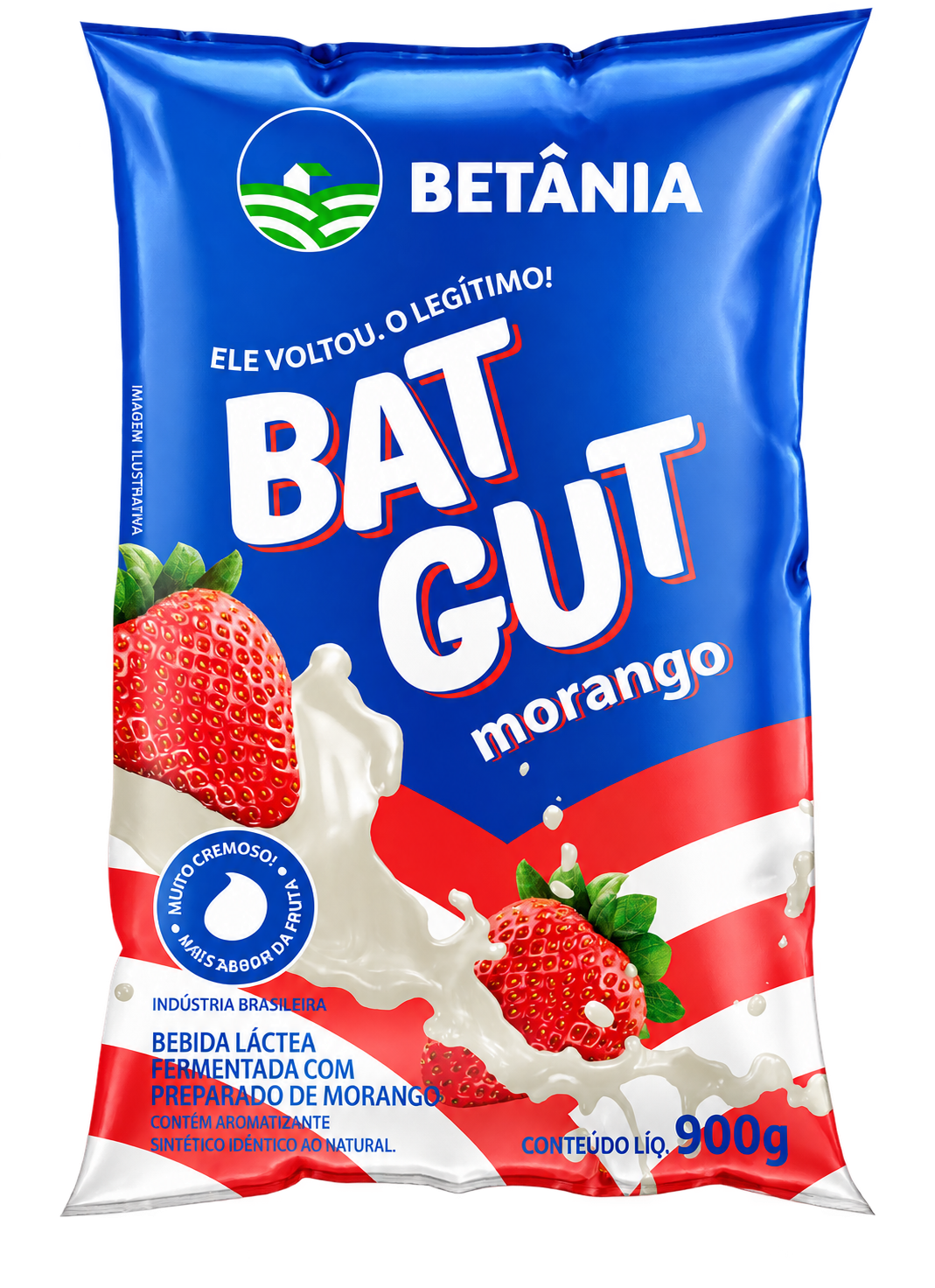 BEBIDA LÁCTEA BETÂNIA BAT GUT MORANGO 900G