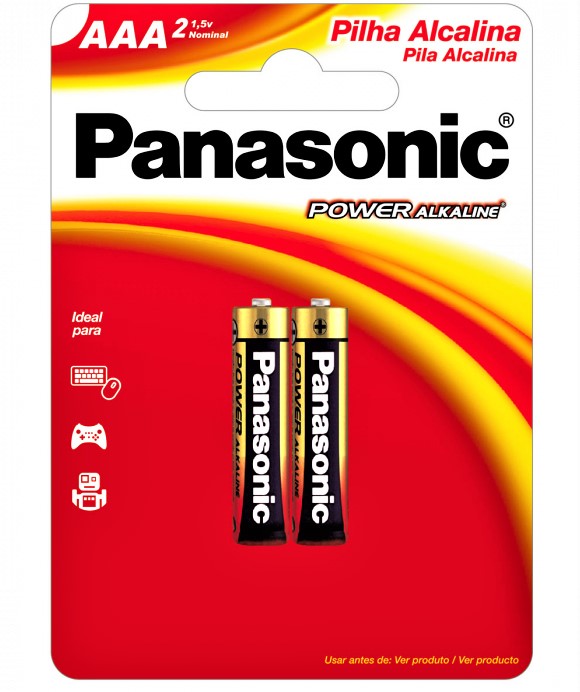 PILHA PANASONIC ALCALINA PALITO AAA 2UNIDADE