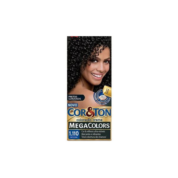 KIT COLORAÇÃO CREME 1.110 PRETO ÔNIX NIELY COR&TON MEGA COLORS 0