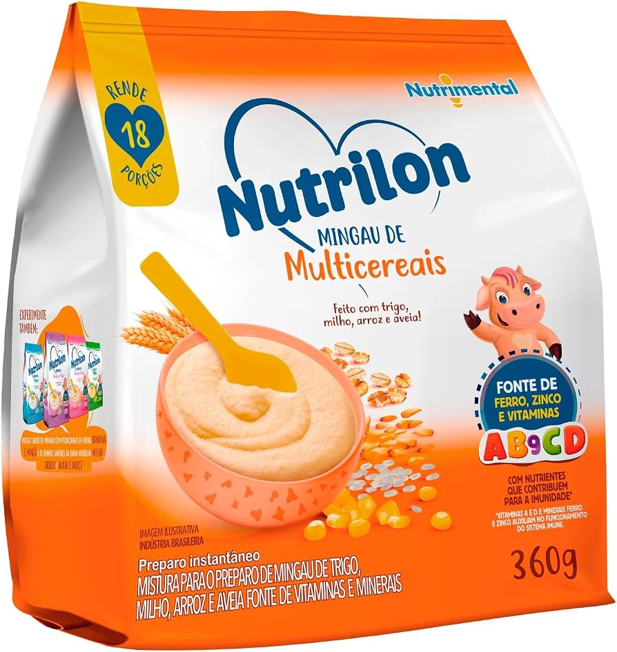 NUTRILON MINGAU DE MULTICEREAIS 360G - FEITO COM TRIGO, MILHO, ARROZ E AVEIA, FONTE DE FERRO, ZINCO E VITAMINAS